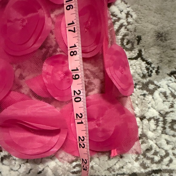 Frank Lyman Montreal Hot Pink 3D Floral Applique Mesh Top Long Sleeve Fuchsia M - Picture 10 of 11